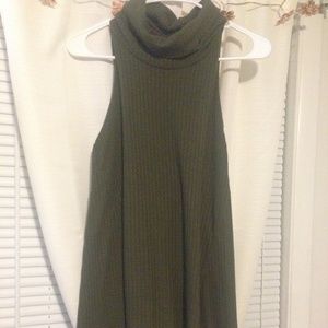 Olive Green Cowl Neck Sweater Tank